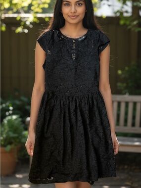 SALE Derek Heart Black Lace Cap-Sleeve Mini Dress